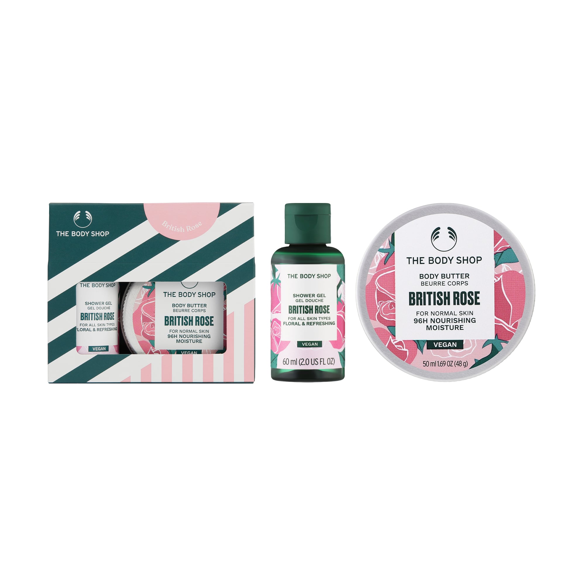 Подарунковий набір The Body Shop British Rose Британська троянда (гель для душу, 60 мл + батер для тіла, 50 мл)